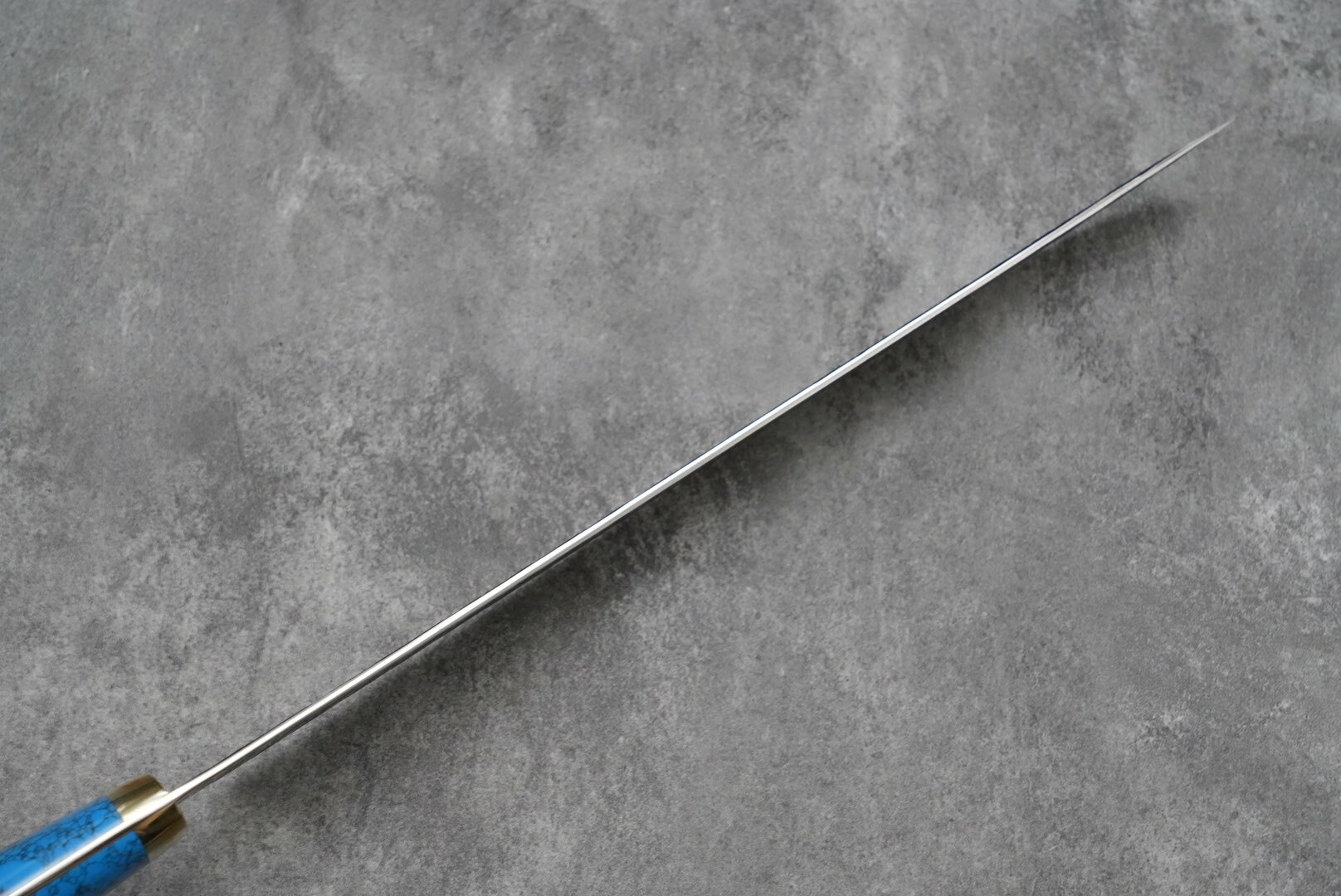 二唐SG2 黒打槌目先丸筋引300mm ターコイズ柄(洋)