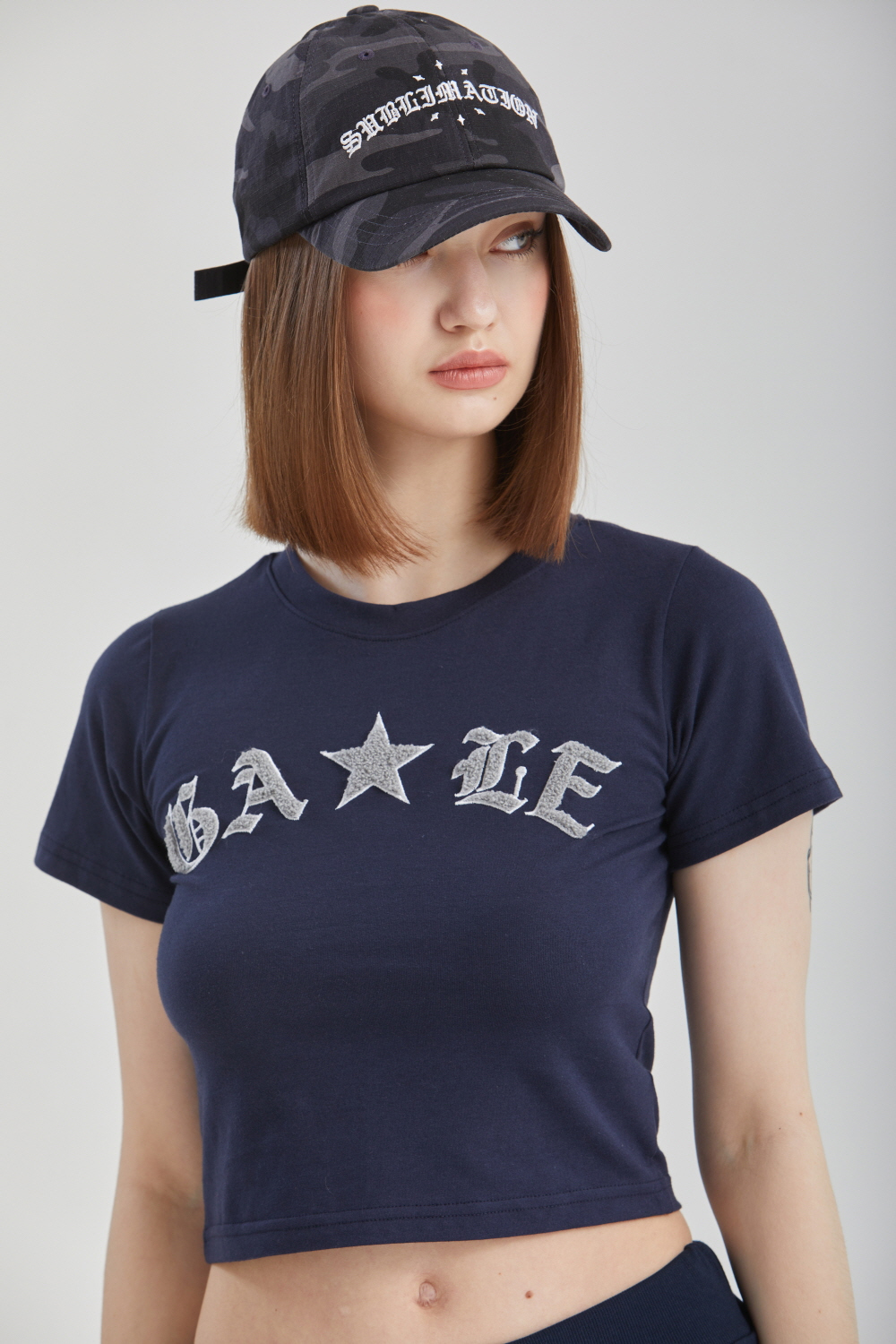 [GATELESS] BOUCLE CROPPED T-SHIRT