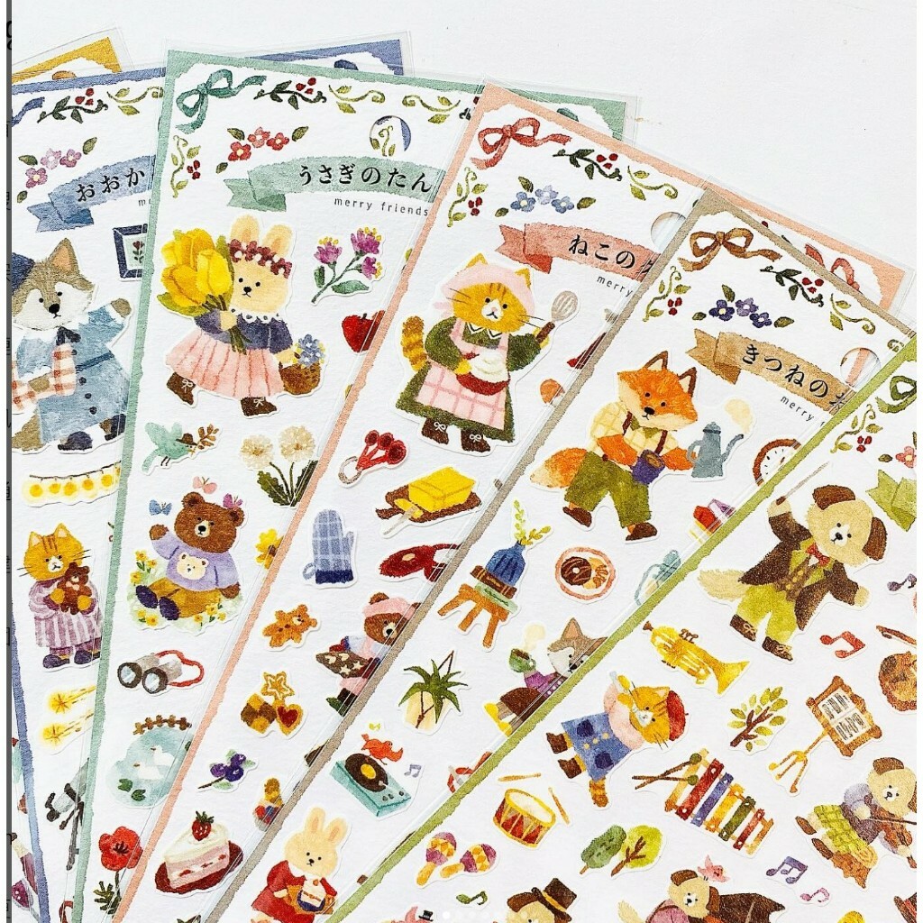 merry friends 動物好朋友系列 和紙貼紙 ｜日本Mind Wave