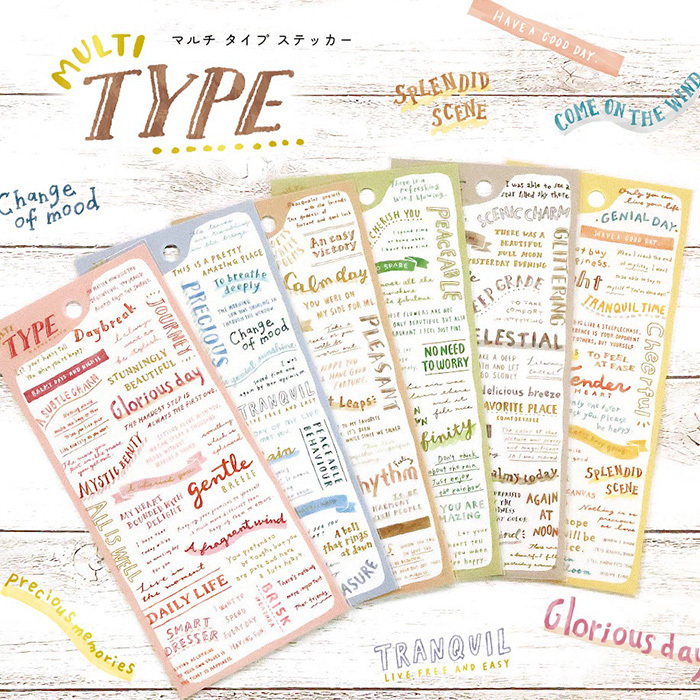 MULTI TYPE 英文花體字 燙金透明pet貼紙 ｜日本Mind Wave