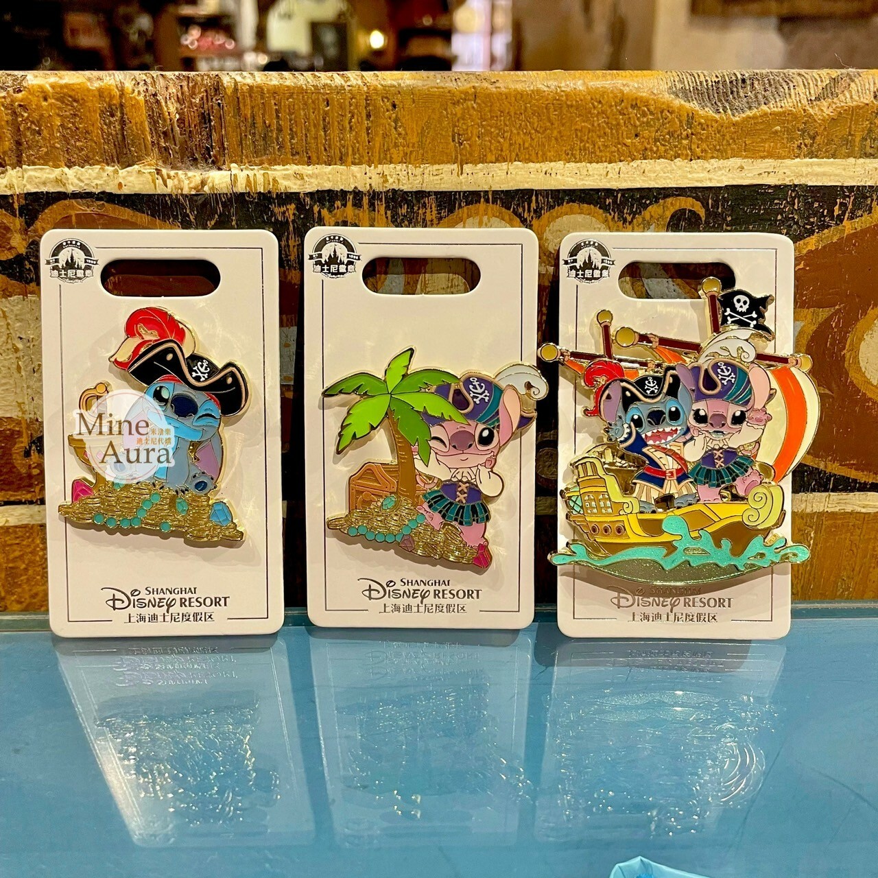 海盜系列 史迪奇 Stitch 安琪拉 Angel 海盜船造型 徽章 PIN 星際寶貝 Lilo & Stitch -上海迪士尼樂園