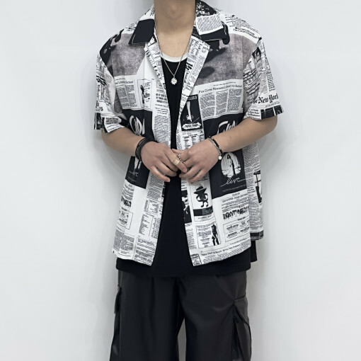 報紙夏威夷襯衫
