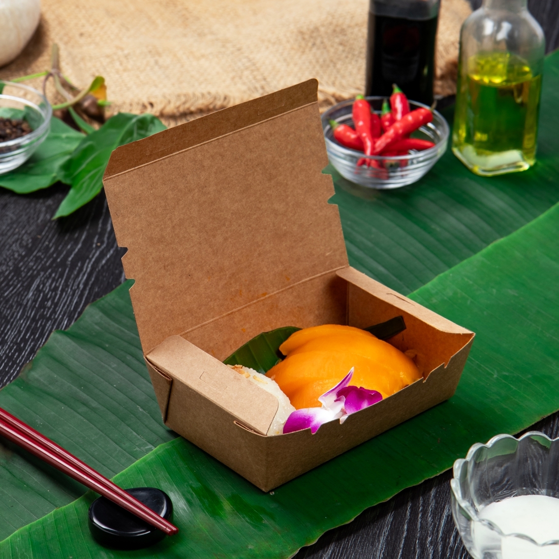 牛皮紙自扣餐盒 600ml 2號