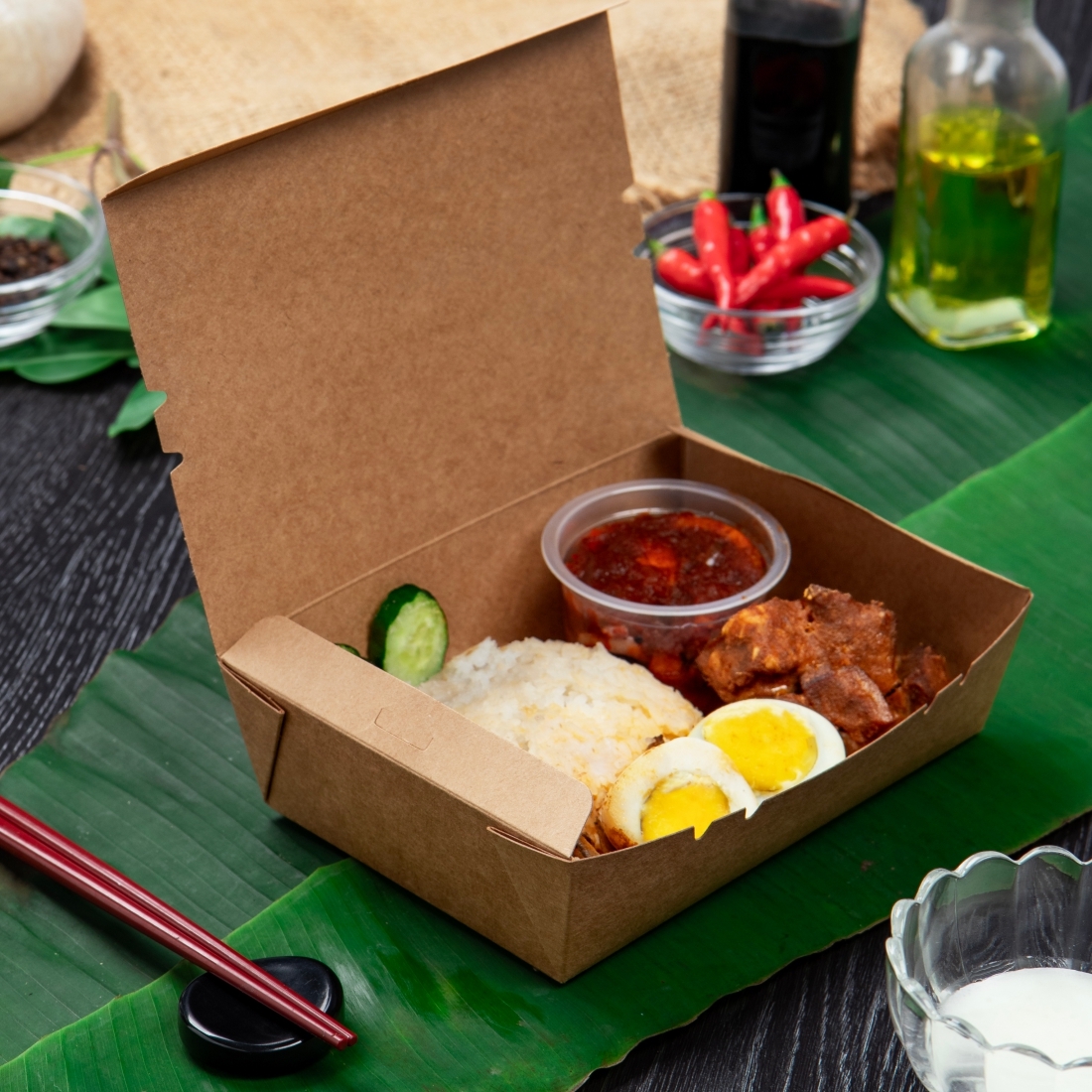 牛皮紙自扣餐盒 1100ml 4號