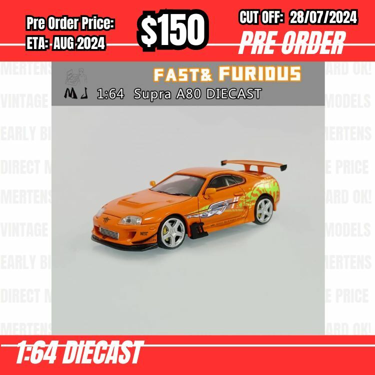 PO-$150 * League Model * 1:64 Toyota Supra A80 FNF Orange [OD23/07]