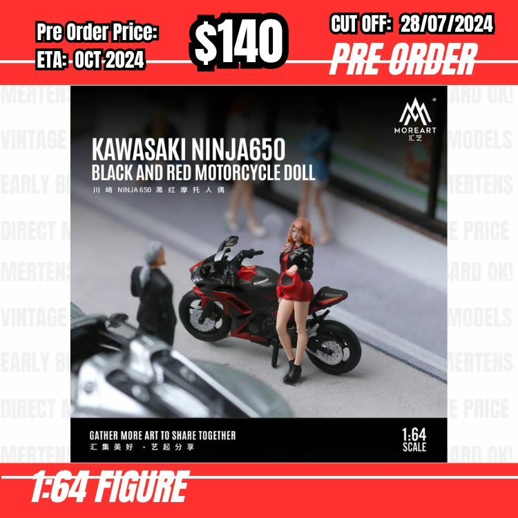 PO-$140 * Moreart * 1:64 Figure - Kawasaki NINJA 650 Red/Black Motorcycle Doll [OD23/07]