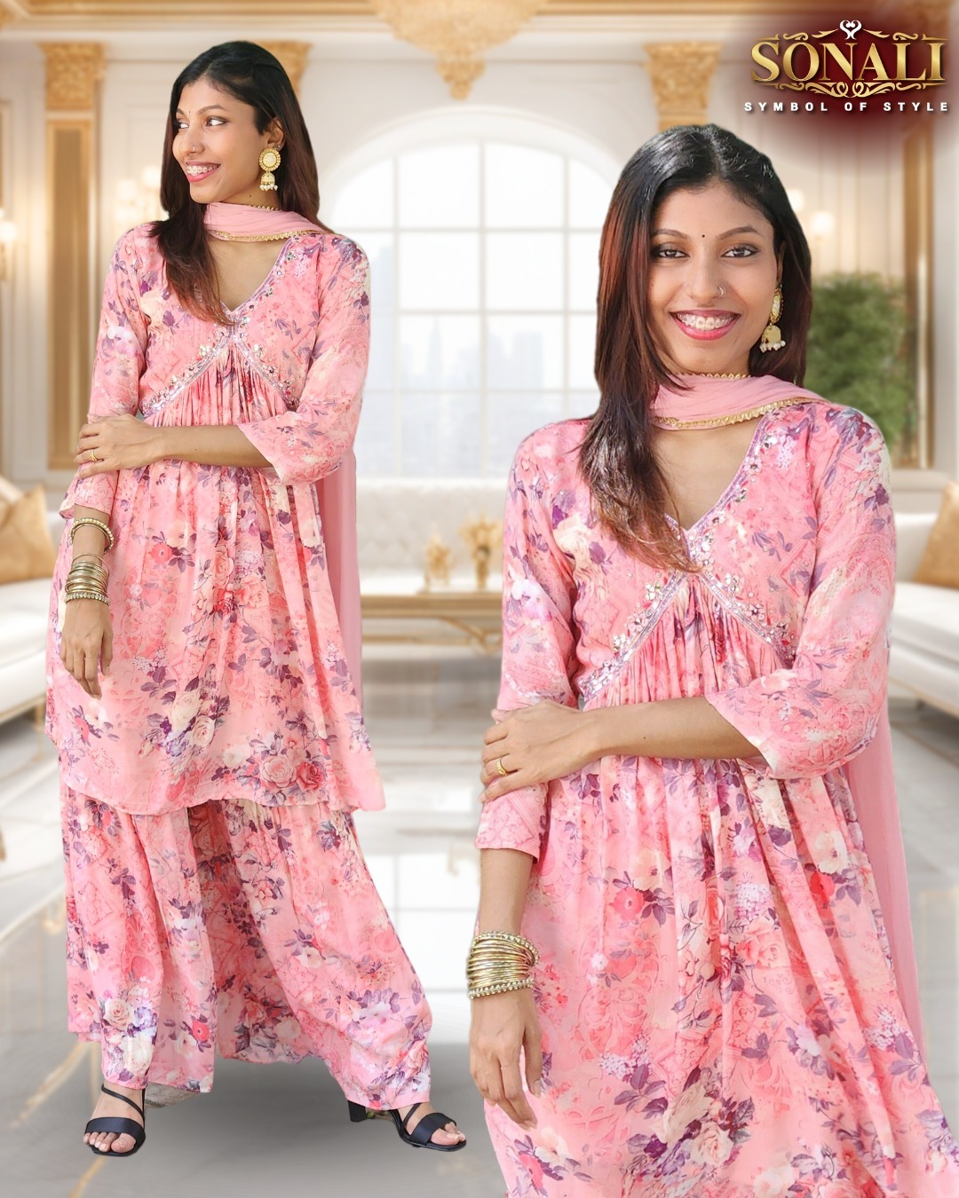 Sonali Premier Quality Women's Beautiful Party Wear Alia Cut Suits