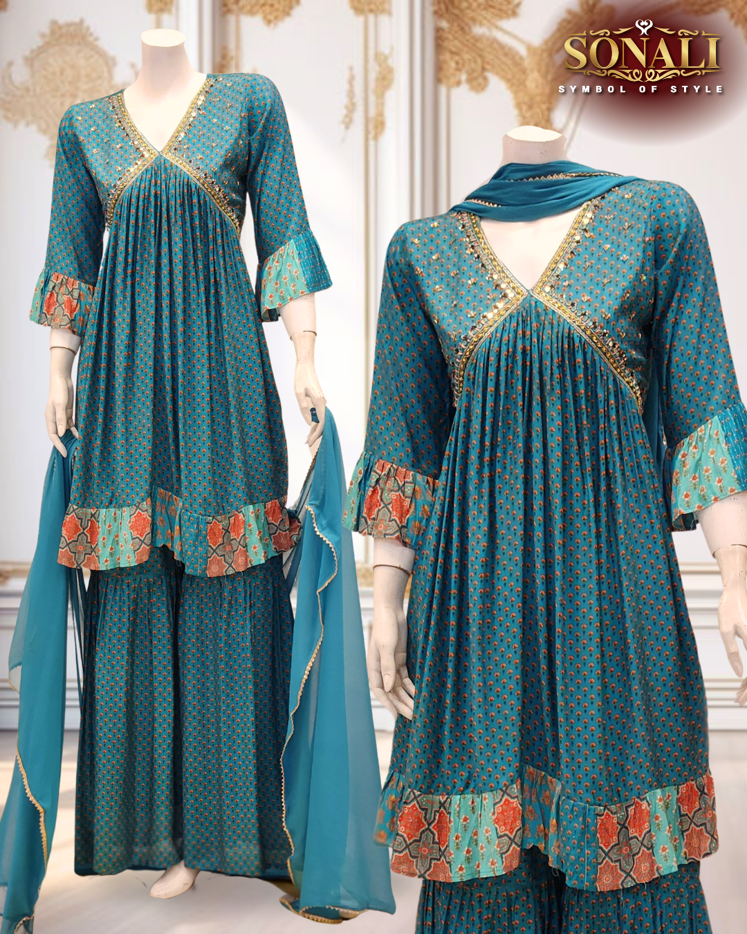 Sonali Premier Quality Women's Beautiful Party Wear Alia Cut Suits