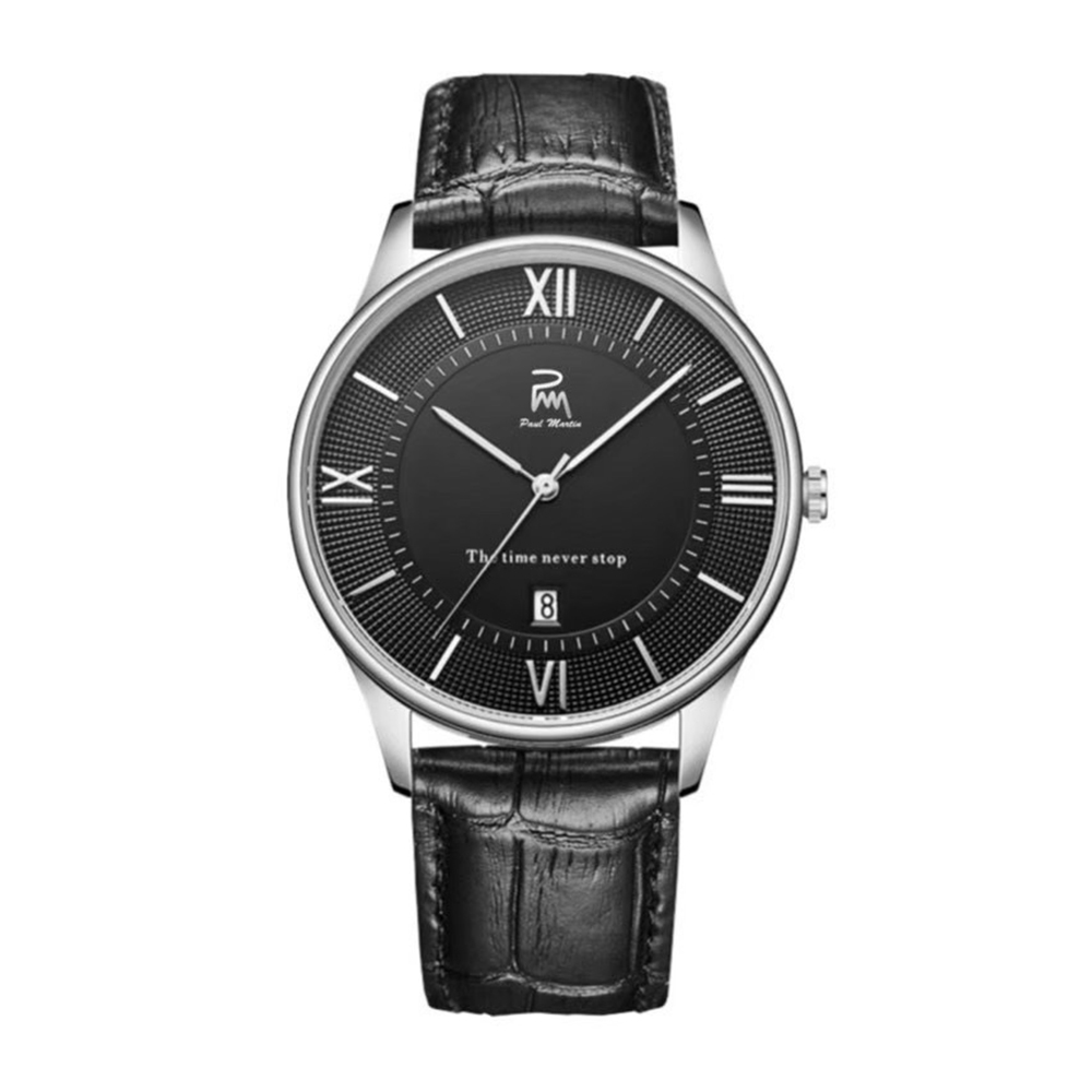 【Paul Martin 保羅馬丁】PMT-003 限量999支 帶日期 經典羅馬時標 防水30米 皮革 腕錶-