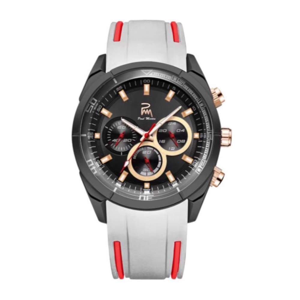 【Paul Martin 保羅馬丁】PMT-004 限量999支 真三眼 計時 熊貓款 防水30米 矽膠 腕錶-