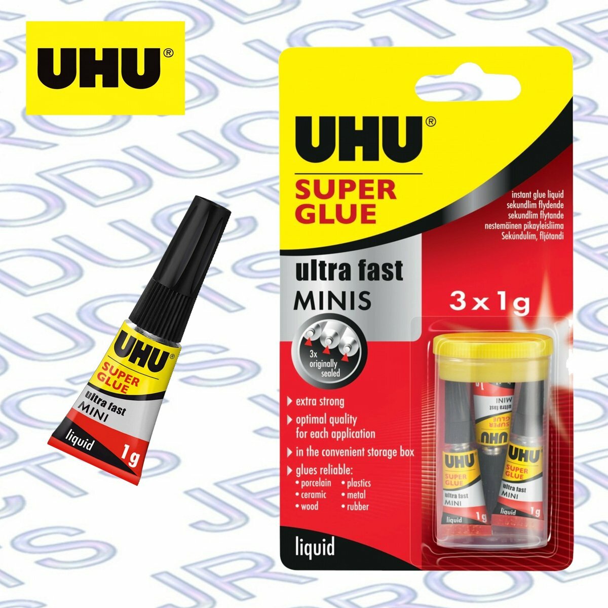 UHU - 德國UHU® 透明特強超能膠 1克 x 3支迷你裝《香港行貨》AA