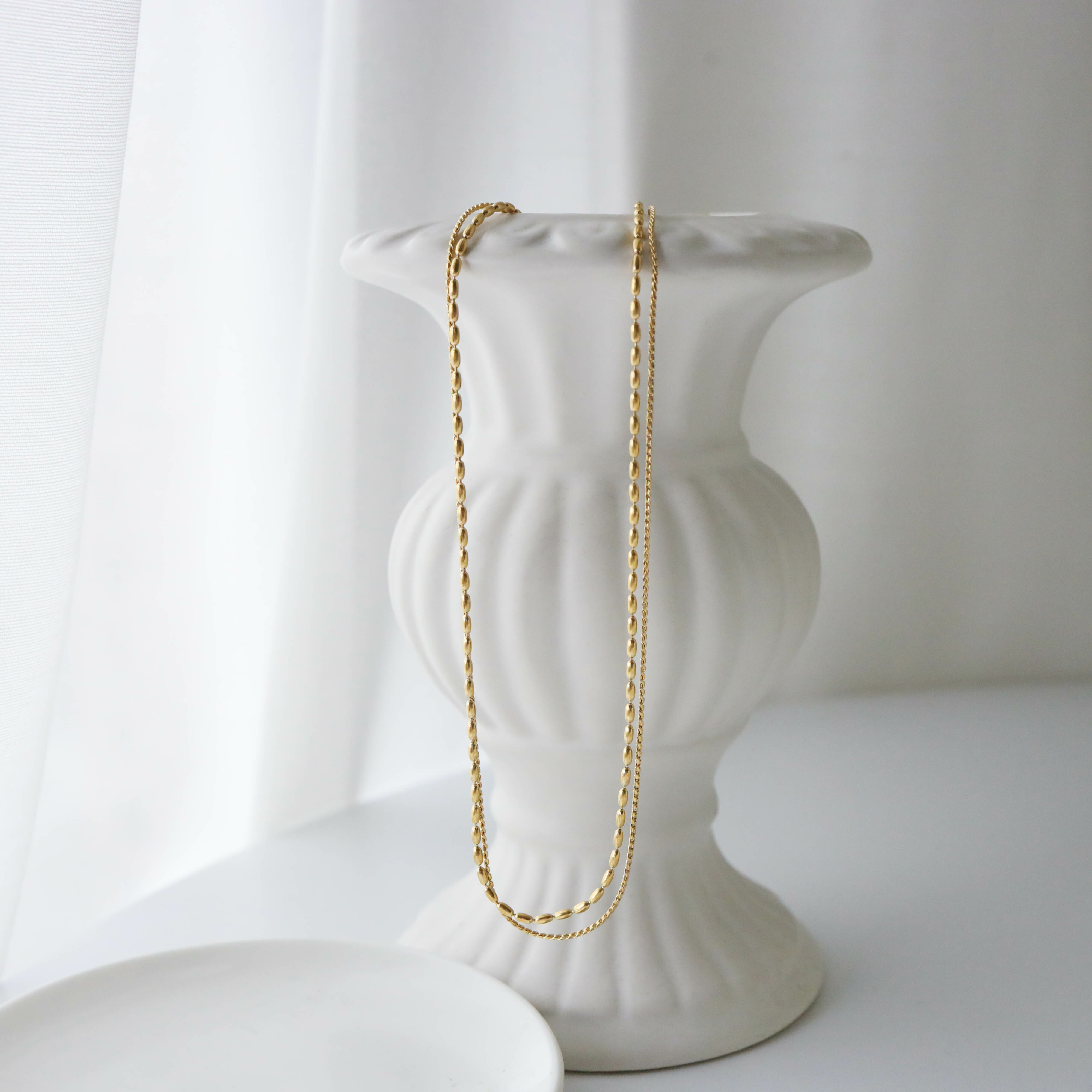 不怕水金色豆豆雙線項鍊