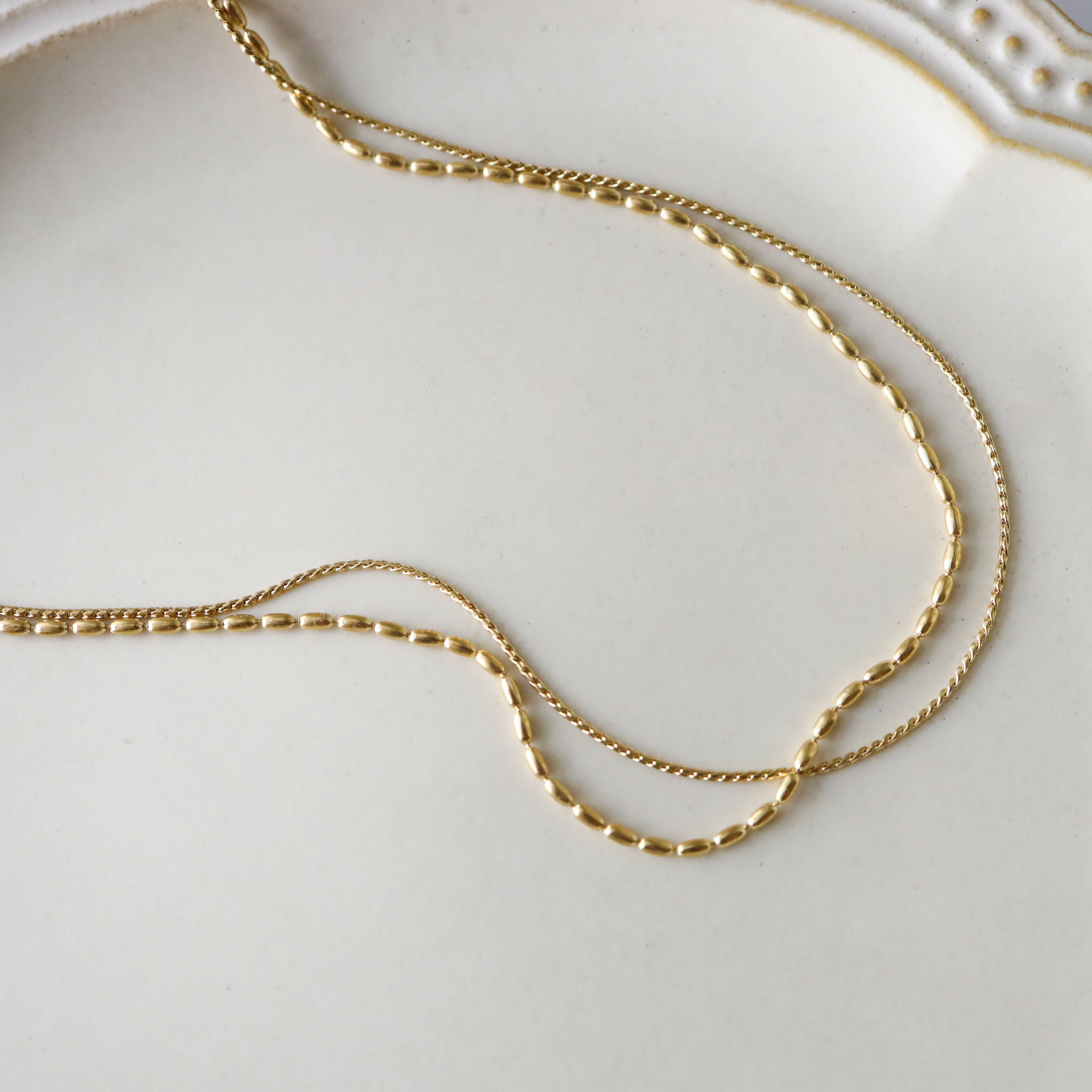 不怕水金色豆豆雙線項鍊