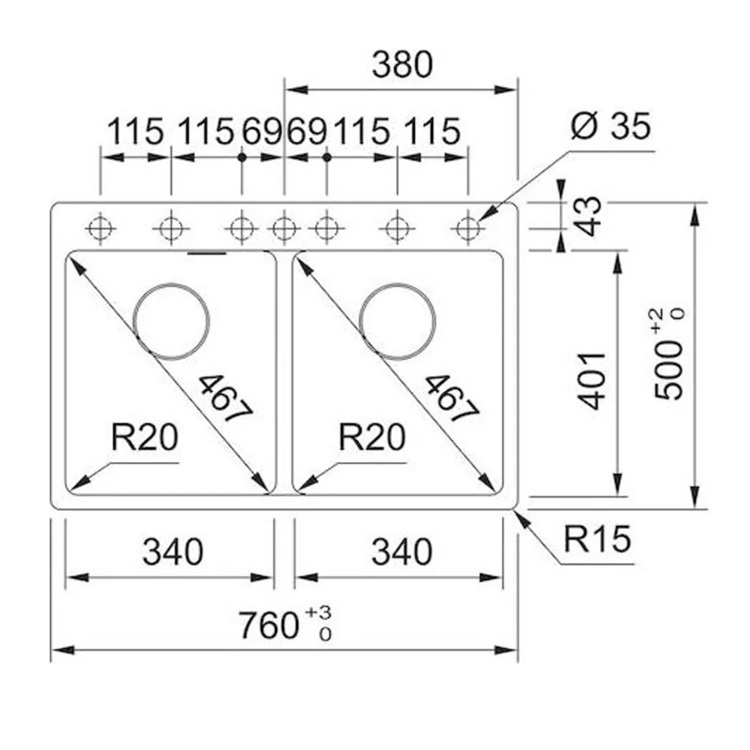 Franke "Maris" MRG 620-34-34 FTL Stone Grey Granite Double Sink