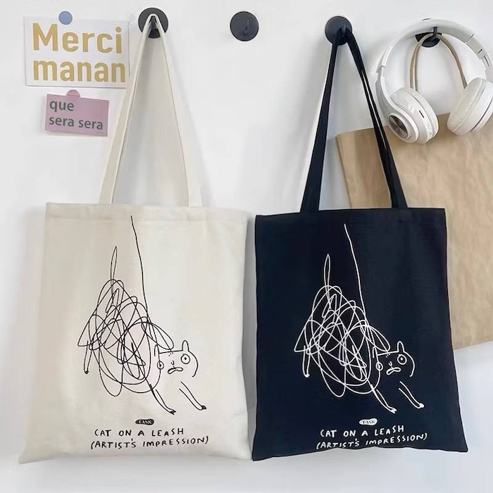 《72203》線條貓咪帆布包