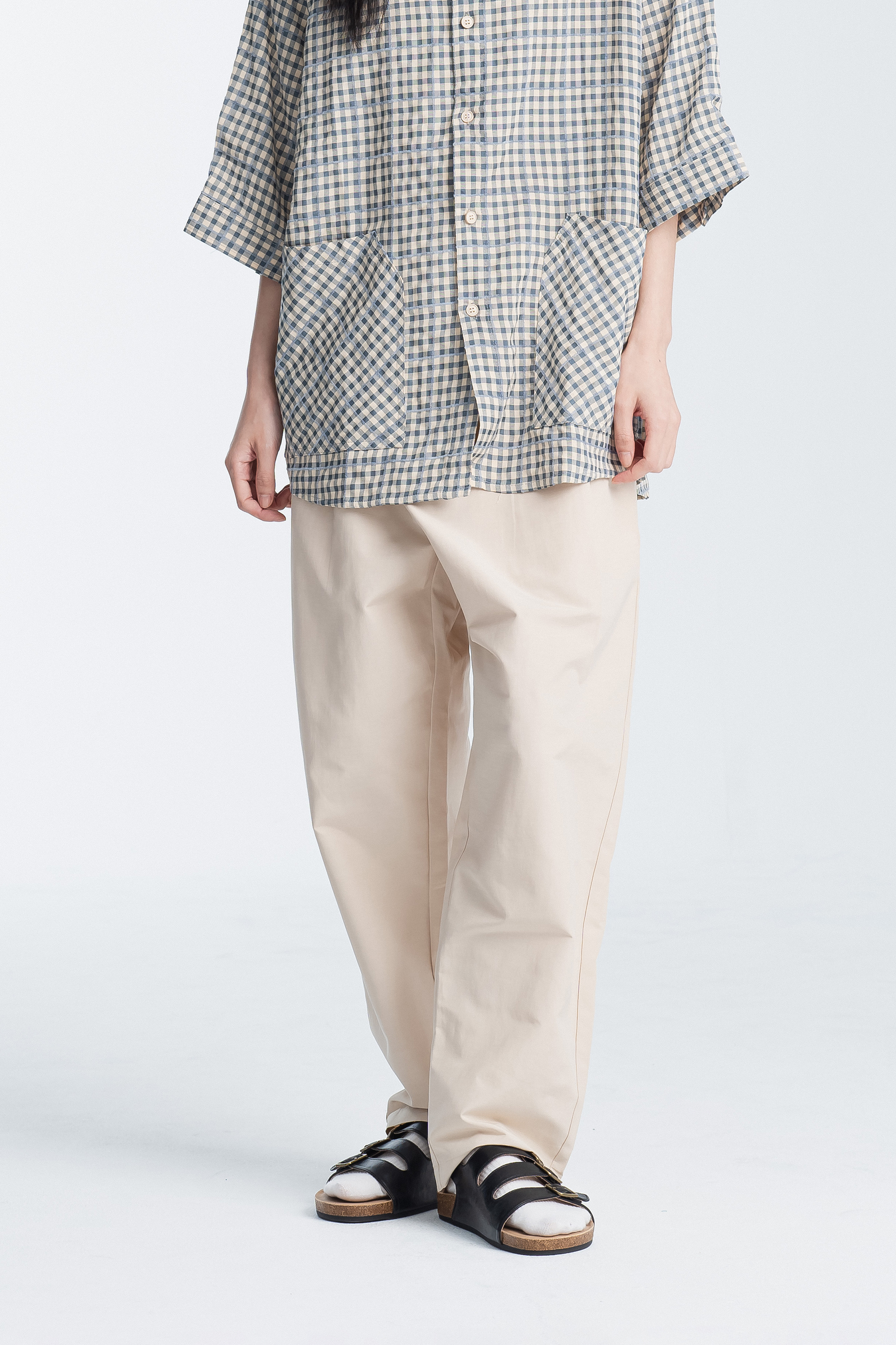 素面半鬆緊腰類西裝褲