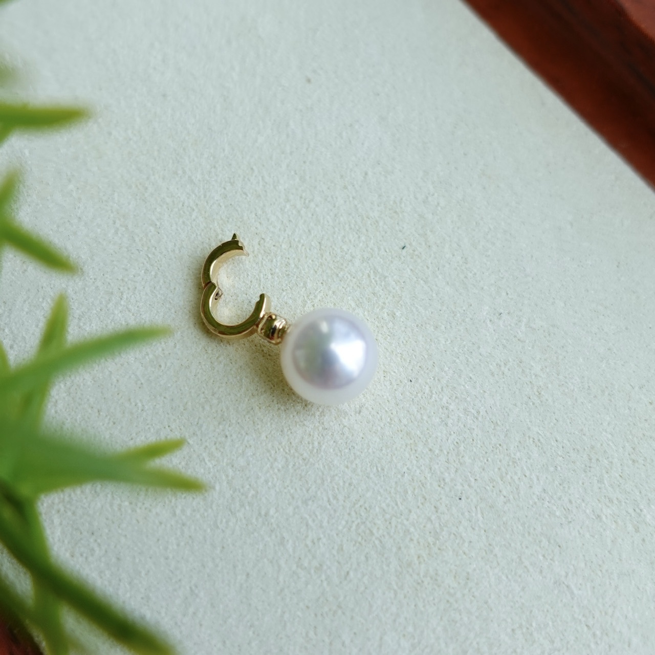 18K金白色Akoya鑽石開口吊墜 (8-9mm)