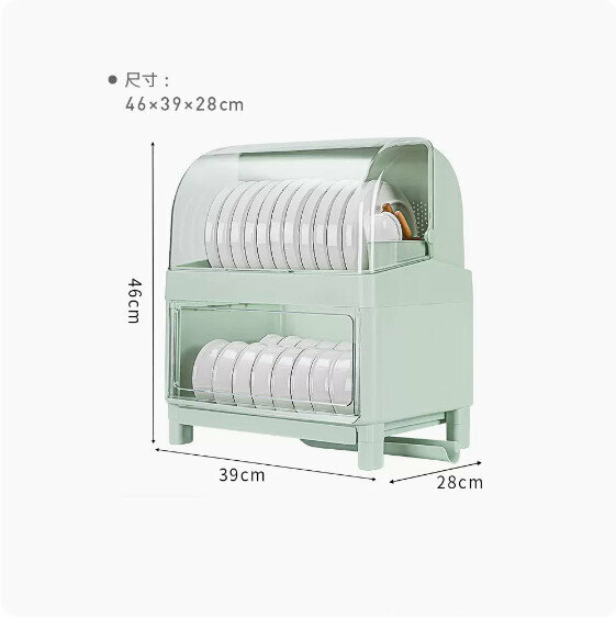 熱推家用廚房碗碟收納盒（豪華版【梵蒂綠雙層碗筷】）