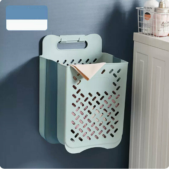 Hot-recommended bathroom no-punch wall-mounted storage basket (extra large-blue)