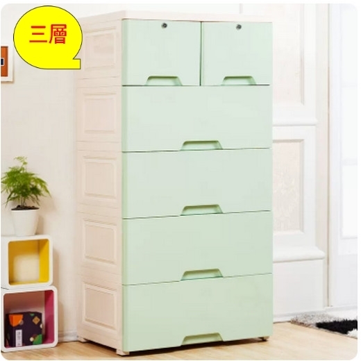 熱推抽屜式收納櫃（66面寬綠色【升級加厚】 3層）