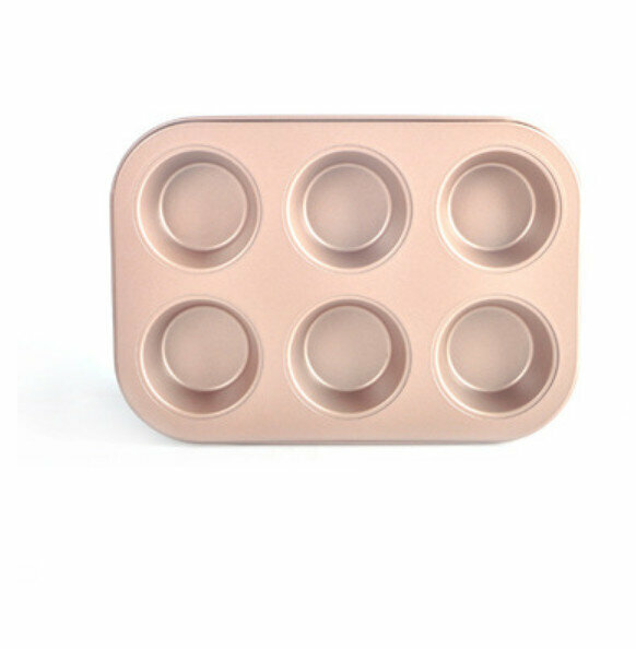 Hot push cake non-stick mold (6 pieces, golden flat bottom)