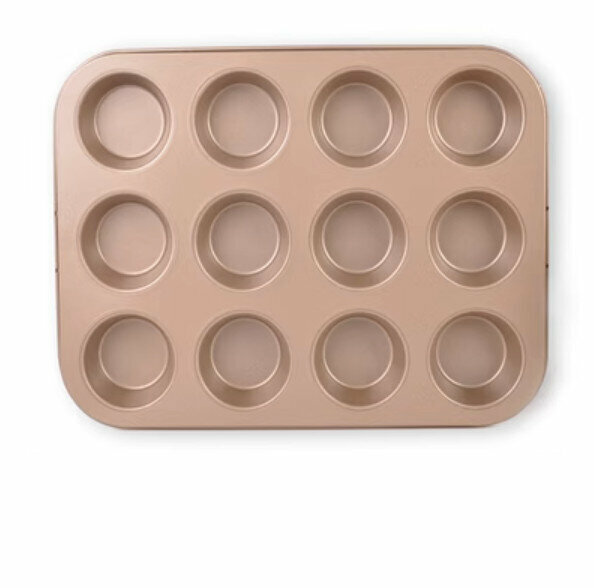 Hot push cake non-stick mold (12 pieces, golden flat bottom)