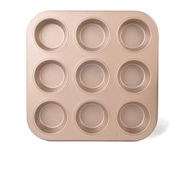Hot push cake non-stick mold (9 pieces, golden flat bottom)