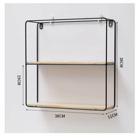 Popular wall-mounted decorative storage rack [black second floor]