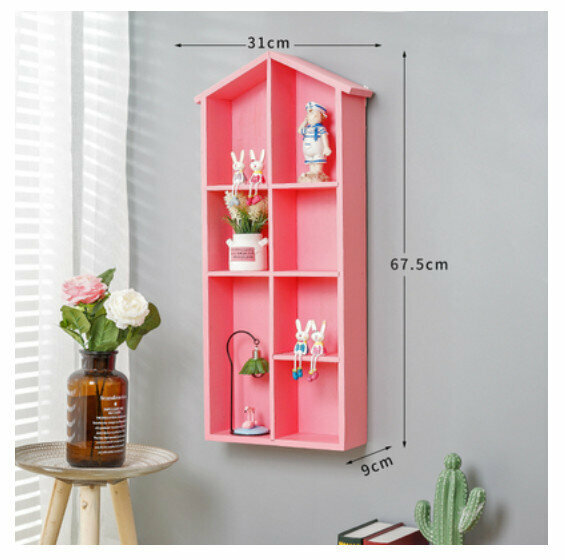 Popular wall-mounted decorative shelf [Princess Pink-with back panel]