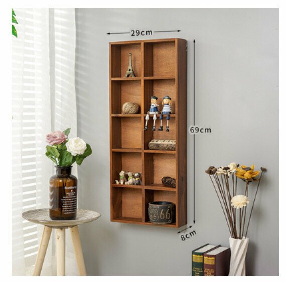 Popular wall-mounted decorative storage rack [empty ten grids old color - with back panel]
