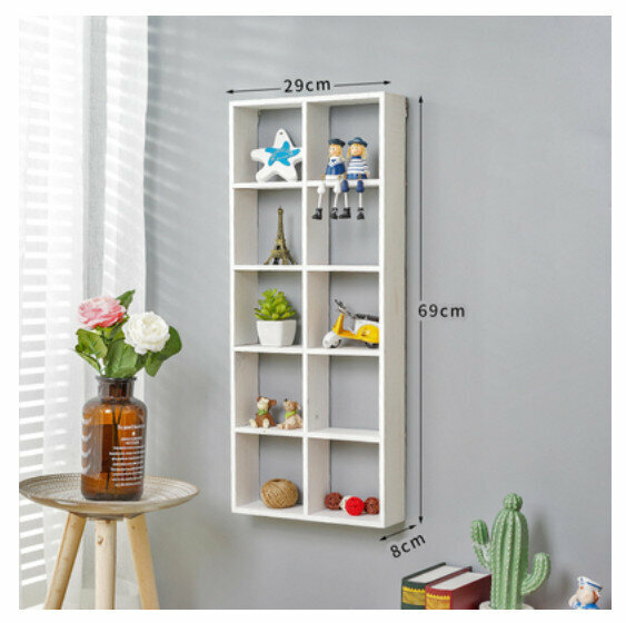 Popular wall-mounted decorative storage rack [empty ten grids white - no back panel]