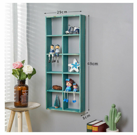 Popular wall-mounted decorative storage rack [empty ten grids Phoenix blue-no back panel]