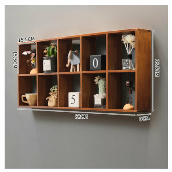 Popular wall-mounted decorative storage rack [extra large empty ten grids old color - no back panel]