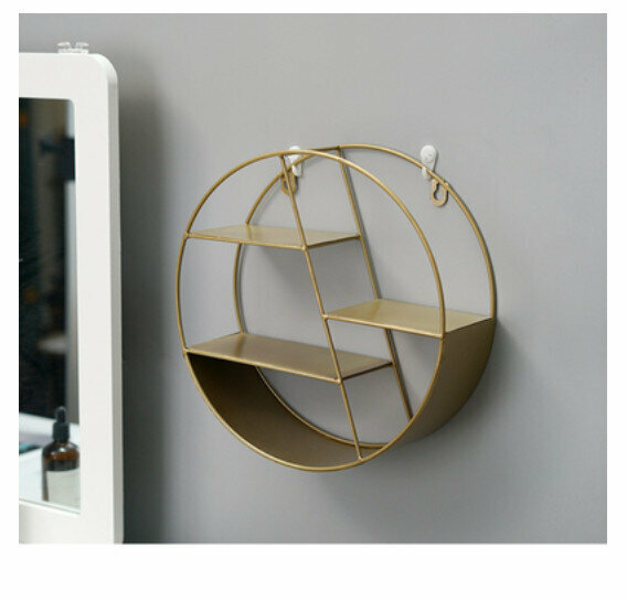 Popular wall-mounted decorative shelf [gold round]