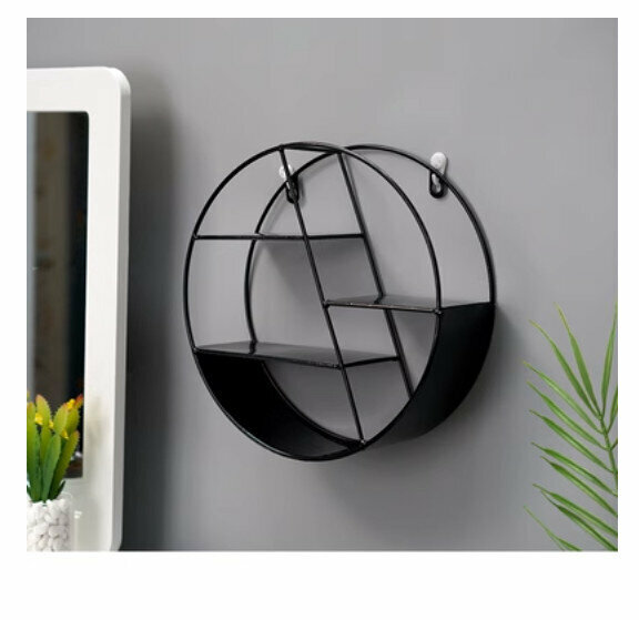 Popular wall-mounted decorative shelf [black round]