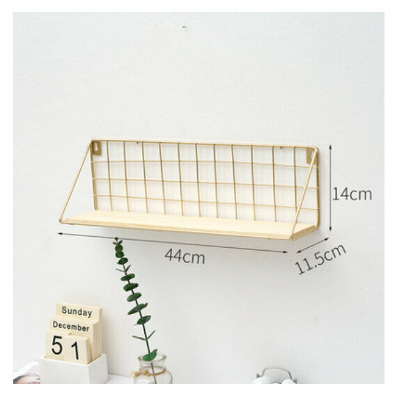 Popular wall-mounted decorative storage rack [golden large size with mesh]