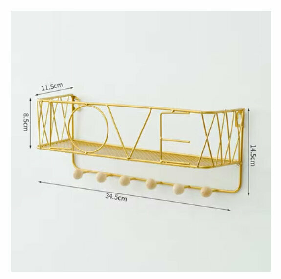 Popular wall-mounted decorative shelf [Large Golden Love]