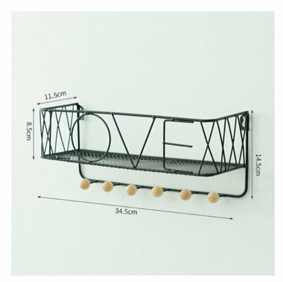 Popular wall-mounted decorative shelf [Large Black Love]