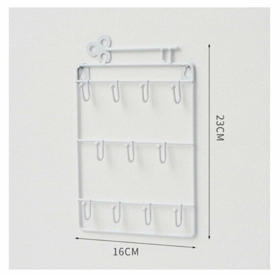 Popular wall-mounted decorative shelf [white 11 hooks]
