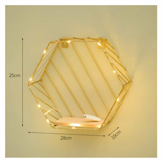 Popular wall-mounted decorative shelf [gold-gold 6 corners]