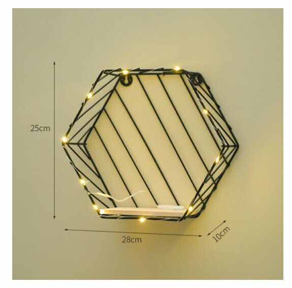Popular wall-mounted decorative shelf [black-black 6 corners]