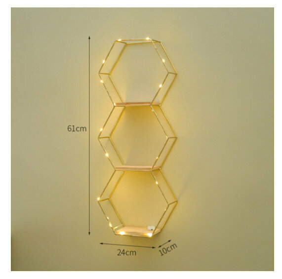 Popular wall-mounted decorative shelf [Champagne color - three vertical sides and six sides]