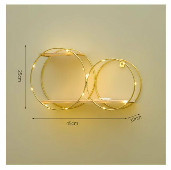 Popular wall-mounted decorative shelf [Apricot-Golden Double Circle]