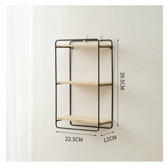 Popular wall-mounted decorative storage rack [black large vertical 3-layer]