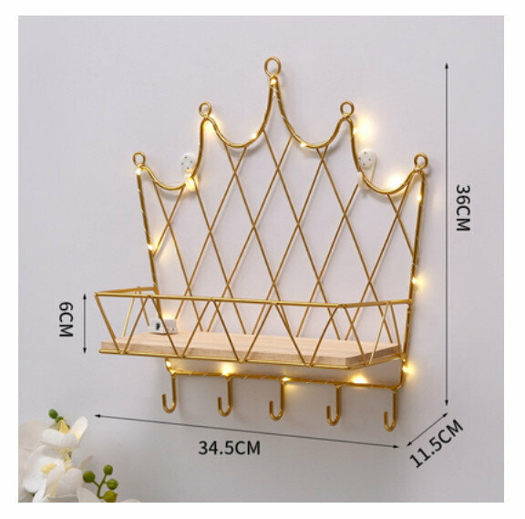 Popular wall-mounted decorative shelf [Crown Gold Hook]
