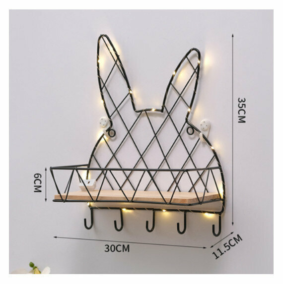 Popular wall-mounted decorative shelf [rabbit black hook]