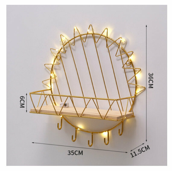 Popular wall-mounted decorative shelf [solar gold hook]