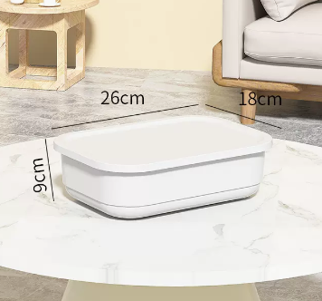 新款純色帶蓋塑料雜物收納箱(白色中號)(尺寸:26*18*9CM)