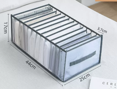 New style (pack of 2) foldable clothing compartment storage box (grey 12 compartments) (size: 44*25*17*3.7CM)