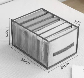 New style (pack of 2) foldable clothing compartment storage box (grey 6 compartments) (size: 30*24*17*5CM)